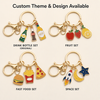 Porte-clés personnalisé pour bouteille de boisson, en alliage de zinc, impression UV, plaqué or, émail, pendentif Cola Bière Citron Soda, fermoir mousqueton, cadeau OEM
