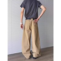 Jeans à jambes larges pour hommes, pantalons en denim kaki, prix d'usine OEM ODM, vente en gros, coupe ample, style streetwear