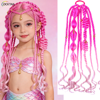 Queues de cheval sirène roses pour enfants, personnalisez divers styles de queues de cheval pour enfants avec élastique