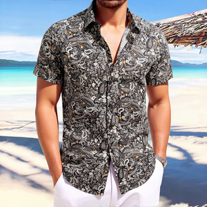 Chemises rouges délavées pour hommes Summer Sundays, style western, en coton, boutonnées, 1166 - Product Image 5
