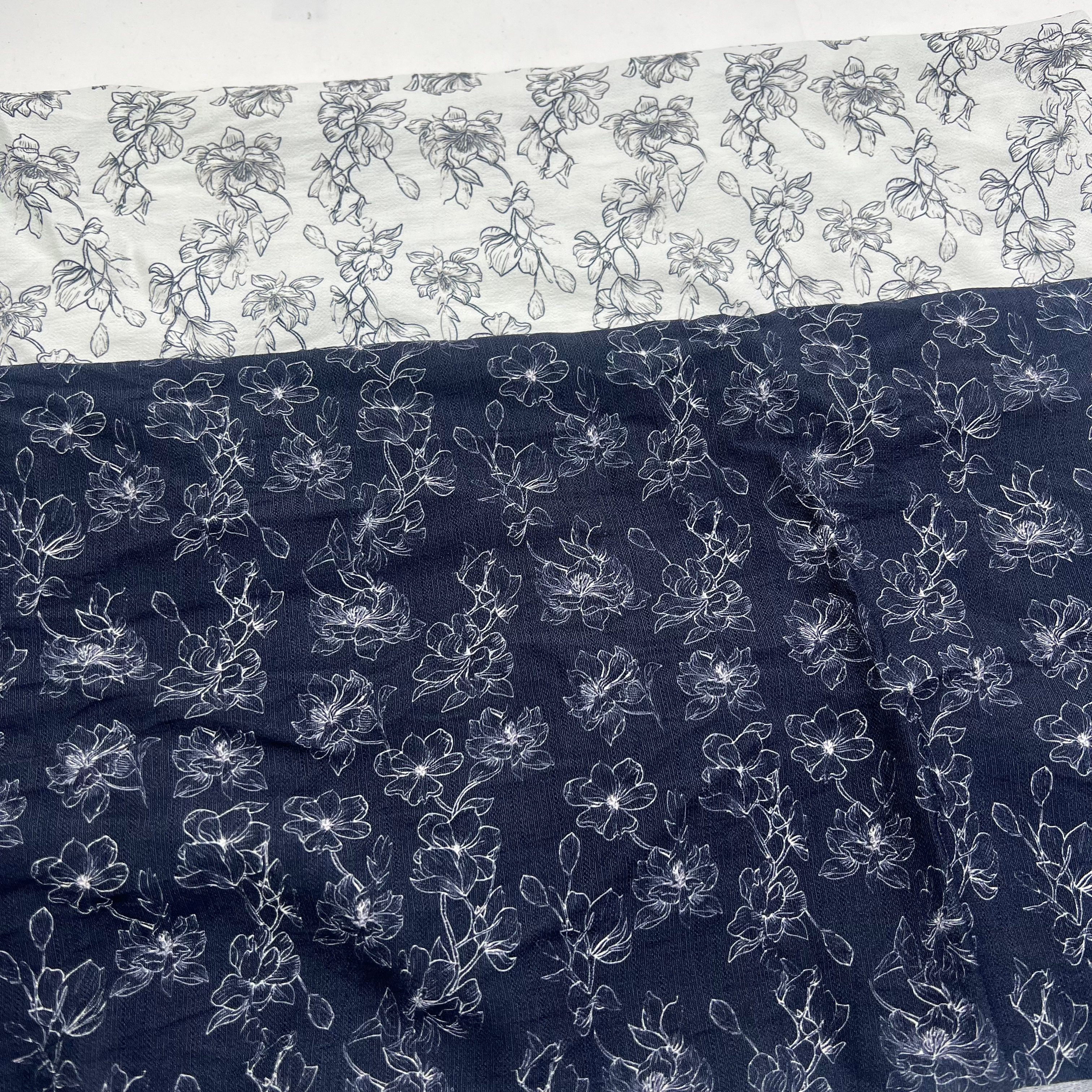 C165# Printed Bark Crepe Fabric 85%Rayon 15%Nylon 148-150cm Width for Dress & Skirts Imitation Linen