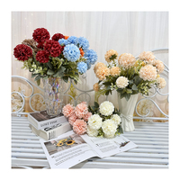 Fleur artificielle à 7 branches bouclées, tige de fleur artificielle, décoration murale de mariage, arrangement floral artificiel, fleurs en soie au toucher réel