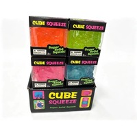 Jouet Squishy Cube à Remontée Lente, Texture Ondulée en Relief, Aspect Translucide Effet Gelée, à Pétrir et Presser pour Soulager le Stress