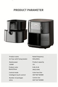 Friteuse à air chaud sans huile en acier inoxydable 4,5L 6L 8L 15L, la meilleure selon Consumer Reports, mini-four sans huile, comme vu à la télévision - Product Image 6