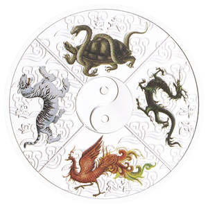 Traditionele Chinese Basalt Zhu Vink Groene Draak Witte Tijger Goud Verzilverde Munten Collectie Creatieve Munt Tai Chi Geschenk - Product Image 6