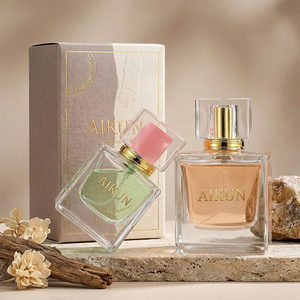 Aikun Square Glass Luxury <b>Gift</b> <b>Box</b> Perfume Set With Gold Pump For Women Fragrance OEM Wholesale Distribution Export Orders - Product Image 1