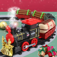 2023 regalo de Navidad niños Navidad Retro Steam Puzzle montaje sonido luz Spray pista eléctrica coche juguete Mesa tren de juguete conjunto