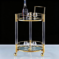 Chariot de service mobile multifonctionnel 4 roues en acier inoxydable pour mini-bar à café de luxe moderne, idéal pour la maison, la cuisine, l'hôtel et la salle à manger