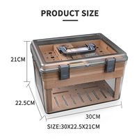 Boîte à cigares en plastique transparent de grande capacité CIGAROL avec plateau en cèdre, design classique, humidificateur et hygromètre
