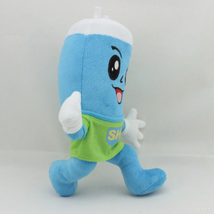 UYEAH-Muñeca mascota personalizada con camisa, venta al por mayor, logotipo personalizado, juguete mascota de peluche en forma de botella azul de dibujos animados para marca - Product Image 2