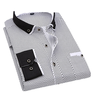 Chemise habillée formelle pour homme RNSHANGER, nouvelle chemise à manches longues, coupe ajustée, col boutonné, chemise d'affaires imprimée de bonne qualité en taille 4XL - Product Image 4