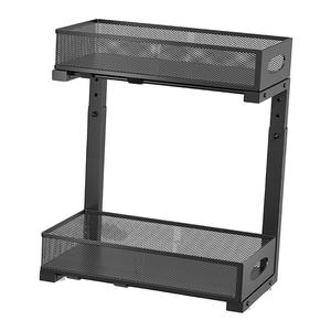 Salvaspazio a 2 livelli sotto il lavandino Organizer nero per cucina dispensa armadi 1 pz soluzione di stoccaggio - Product Image 5