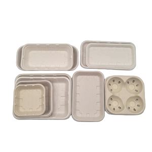 Compostable çevre yeşil biyolojik olarak parçalanabilir Bagasse meyve tepsisi tek kullanımlık gıda kağıt tepsisi - Product Image 1