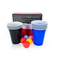 Mini-jeu de Beer Pong pour Fête, 24 Pièces, Jeu à Boire avec Gobelets Rouges, Kit de Gobelets de 16oz pour Intérieur avec Balles
