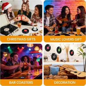 Sous-verres personnalisés amusants en vinyle rétro – Cadeaux musicaux pour les amateurs de musique, idéal pour les anniversaires, la décoration intérieure, les cadeaux de pendaison de crémaillère et les mariages - Product Image 4