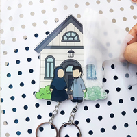 Vigreat Fun Anime Acrylique Shaker Charme Rempli Conception clair Romantique Personnalisé Échantillon Gratuit Couple Porte-clés