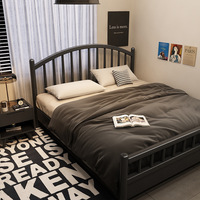 Lit Windsor noir en bois massif, style nordique moderne, luxe léger, 1,8 m/1,5 m, double/simple, longueur 2 m, meubles vintage en provenance de Chine