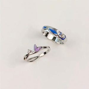 925 Silver Plated Romantic Zircon Heart <b>Ring</b> Men Women Coupler's Open <b>Adjustable</b> <b>Ring</b> Romantic Design Silver Plated Couple <b>Ring</b> - Product Image 3