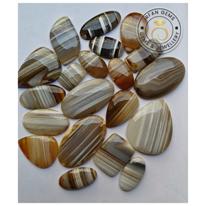 Cabujón de Ágata Amarilla Banda de Color 100% Natural de Alta Calidad, Lote a Precio Mayorista, Piedra Hecha a Mano para Fabricación de Joyería de Ágata Banda de Color - Product Image 2