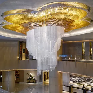酒店定制大型项目水晶吊灯发光二极管照明灯具酒店大堂室内大厅吸顶灯