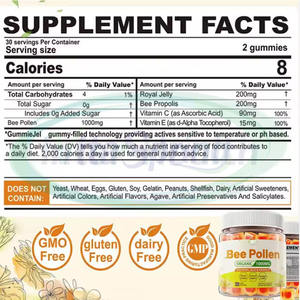 ASAP Gummies fourrés au pollen d'abeille à la propolis biologique Complément alimentaire végétalien Gummies au pollen d'abeille sans sucre - Product Image 2
