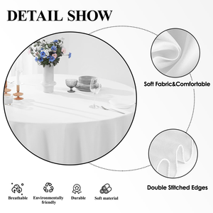 Wholesale Custom <b>Round</b> Polyester Table Cloth Party White Polyester <b>Tablecloth</b> for Wedding Table - Product Image 2