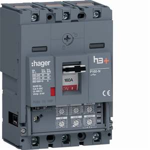HNS160JC Personalizzabile con interruttore automatico scatolato Hagers H3+ P160 LSI 3P 40kA 160A - Product Image 1