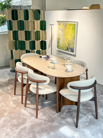 Ensemble Table et Chaises de Salle à Manger 6 Places de Style Rétro Nordique, Design Moderne en Bois, Mobilier de Cuisine