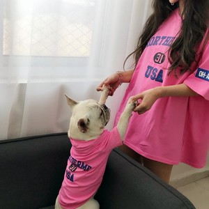 Purple Letter Print Dog T-Shirt Cotton Comfortable Leisure All Seasons Pet <b>Clothes</b> <b>for</b> Dogs Parent-Child Matching Outfit - Product Image 4