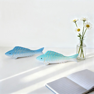 Figura de pez mediterráneo de madera, decoración artesanal para sala de estar, escritorio, regalo - Product Image 2