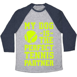 Mi perro es el compañero de tenis perfecto, camiseta de béisbol unisex de mezcla triple - Product Image 5