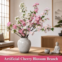 En stock – Branche de cerisier en soie réaliste bicolore, tige de sakura artificielle pour arrangements floraux printaniers à la maison, au bureau ou sur table – Vente en gros
