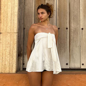 Vestido de Tubo con Volantes de Satén y Lazos para Mujer, Elegante para Fiestas y Banquetes de Verano, Holgado, Cómodo y Ecológico, Vestido para Dormir - Product Image 6