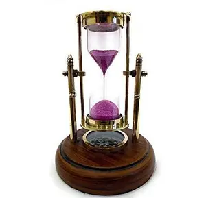 Top Quality Brass Sand Timer Hour Glass Hanging Base with Compass Perfect kids toy and Playing Game Gifts at Low Price