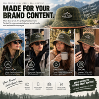 Chapeau Bob à Carreaux Marque Privée avec Logo Personnalisé, Faible MOQ, Petites Séries, Chapeau à Large Bord pour Boutiques en Ligne