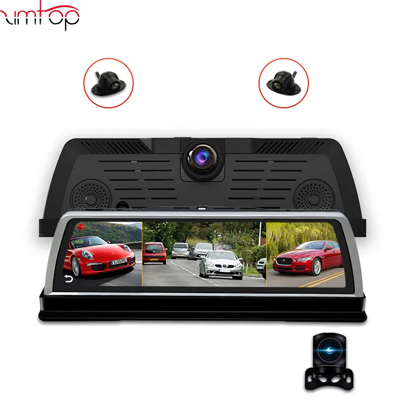 2020 Xe Mới DVR Dashcam 4G 4 Kênh ADAS Thương Android 10 "Trung Tâm Giao Diện Điều Khiển Gương GPS WiFi FHD 1080P Phía Sau Ống Kính Ghi Video