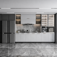 Meubles de cuisine modulaires sur mesure avec armoire à vin intégrée, porte-bouteilles, porte-verres, ensemble complet, rangement de cuisine en bois
