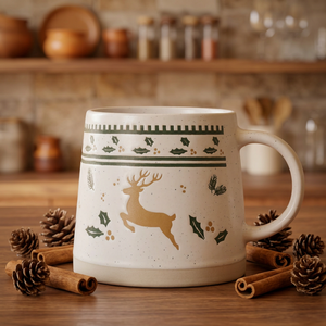 Série de Noël : Tasses en céramique de porcelaine avec impression de dessins animés, ensemble de tasses à café mignonnes avec motif d'arbre de Noël, compatibles lave-vaisselle et micro-ondes, sans danger pour les aliments - Product Image 3