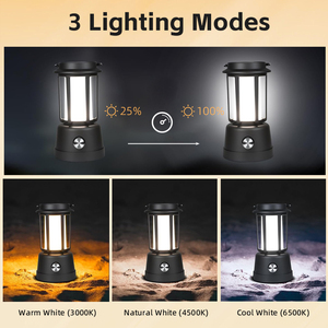 Lampe et lanterne solaires portables suspendues classiques pour la randonnée et le camping en extérieur, étanches IP54, 6500K - Product Image 2