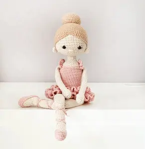 Wholesale Custom 100% Handmade Cotton Yarn Crochet Girl Dolls Toys Infant Knitted Gifts Amigurumi Toy