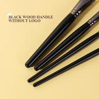 Ensemble de pinceaux de maquillage professionnels en poils de chèvre naturels noirs de luxe, manches en bois de bouleau pour l'application de fond de teint, anticernes et baume à lèvres