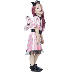 Costume d'Halloween XJHalloween avec imprimé crâne, poupée fantôme <span class=keywords><strong>mécanique</strong></span> rose à pois pour enfants - Product Image 4