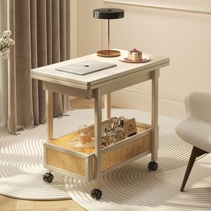 Mesa auxiliar móvil oriental moderna Carro rodante <span class=keywords><strong>de</strong></span> madera maciza con ruedas para sala <span class=keywords><strong>de</strong></span> estar Sofá Mesita <span class=keywords><strong>de</strong></span> <span class=keywords><strong>noche</strong></span> - Product Image 5