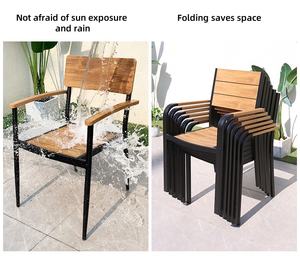 Ensemble <span class=keywords><strong>de</strong></span> <span class=keywords><strong>table</strong></span> <span class=keywords><strong>et</strong></span> 4 chaises <span class=keywords><strong>de</strong></span> salle à manger en bois plastique d'extérieur, meubles <span class=keywords><strong>de</strong></span> <span class=keywords><strong>jardin</strong></span> résistants aux intempéries pour <span class=keywords><strong>la</strong></span> terrasse <span class=keywords><strong>et</strong></span> le balcon - Product Image 4
