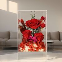 Roses éternelles faites à la main acrylique trois roses fleur préservée pour la Saint-Valentin anniversaire anniversaire de mariage idée cadeau unique