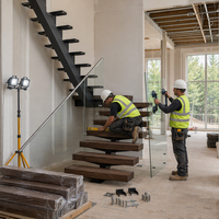 Escaliers Flottants en L Modulaires Légers Grande Construction Robuste Installation Multi-Familiale Fourniture Site Clé en Main