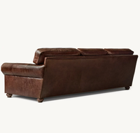 Canapé trois places inclinable en cuir véritable RH Timeless Design, confort luxueux, éponge écologique, construction durable, idéal pour villa