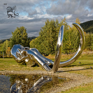 BLVE Grandes Sculptures Extérieures <span class=keywords><strong>Art</strong></span> Moderne Rue Décoratif Poli En Acier Inoxydable Tête De Mammouth Sculpture - Product Image 3
