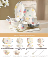 Service de table en céramique motif papillon et raisin en relief, vaisselle en porcelaine sous glaçure colorée, bols et assiettes, compatible lave-vaisselle pour fêtes et usage domestique