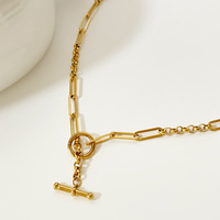 Collier en acier inoxydable plaqué or 18k à fermoir OT, chaîne tendance pour femmes, bijoux